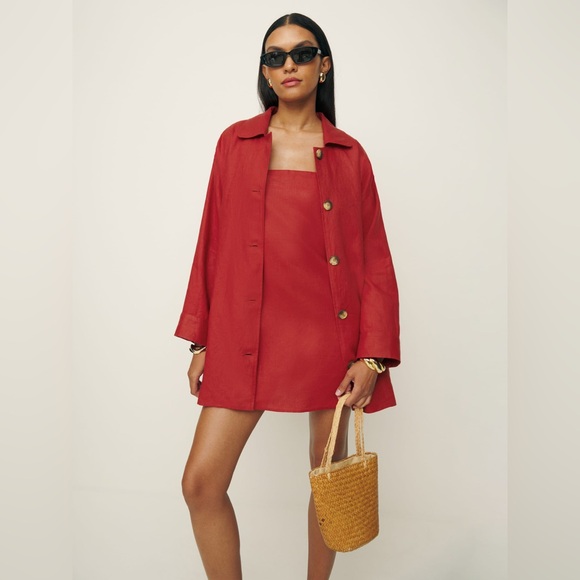 NWT Reformation Irene Linen Jacket in Tomato (Size M) - Picture 1 of 7